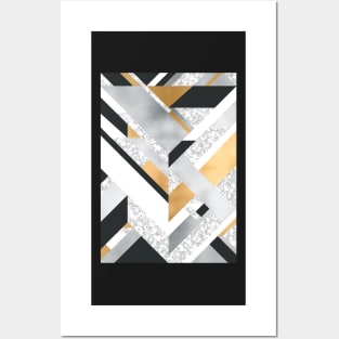 Abstract Geo (Black, White, Gold, Silver & Marble) Posters and Art